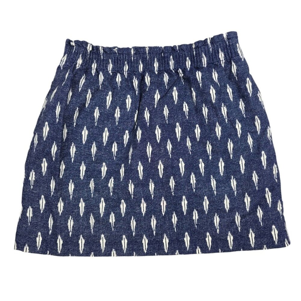 J Crew Skirt Blue Womens Size 6 Boho Resort Summer Lined Pockets All Over Print